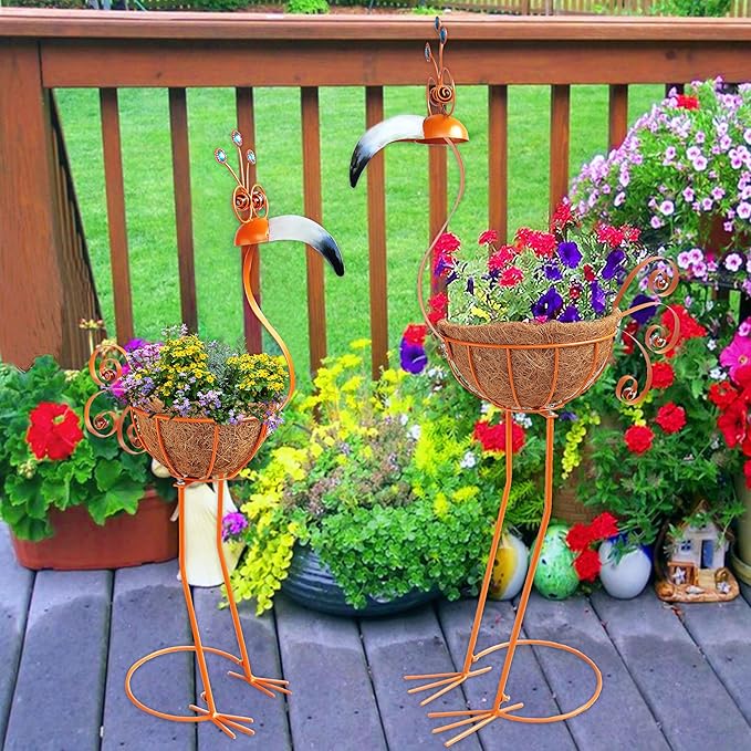 Metal Toucan Planter with Basket - Image 2