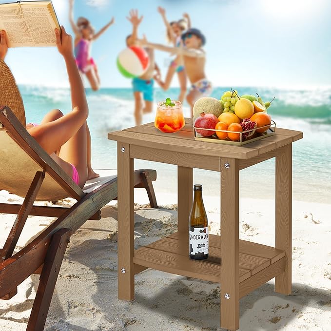 Y&M Outdoor Side Table, HIPS Adirondack Small Double Layer Table, Waterproof - Image 5