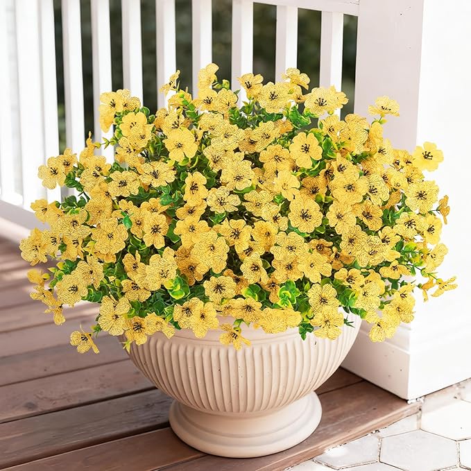 Bassion Artificial Flowers for Outdoors, 24 Bundles UV Resistant Fake Flowers - Image 2