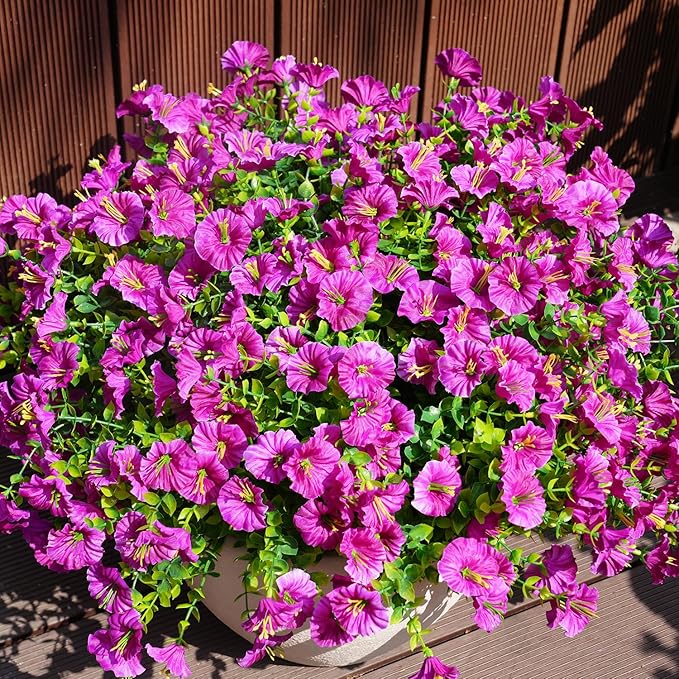 Artificial Flowers for Outdoors, UV Resistant Fake Silk Morning Glory, - Image 2