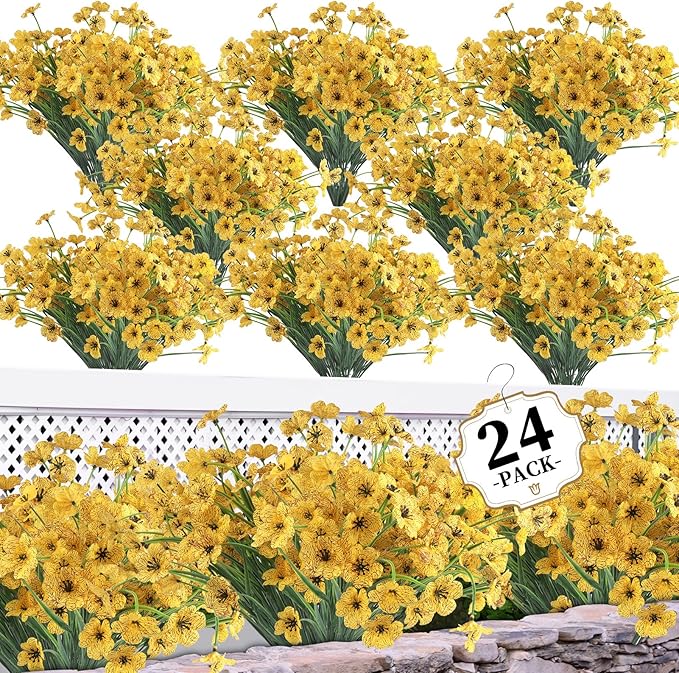 24 Yellow Bundles Artificial Flowers by ColoPlay