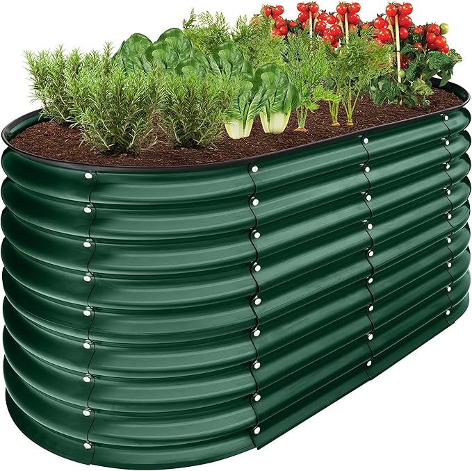 Best Choice Products 4x2x2ft Outdoor Metal Raised Garden Bed, Oval Deep Root by BestChoiceProducts