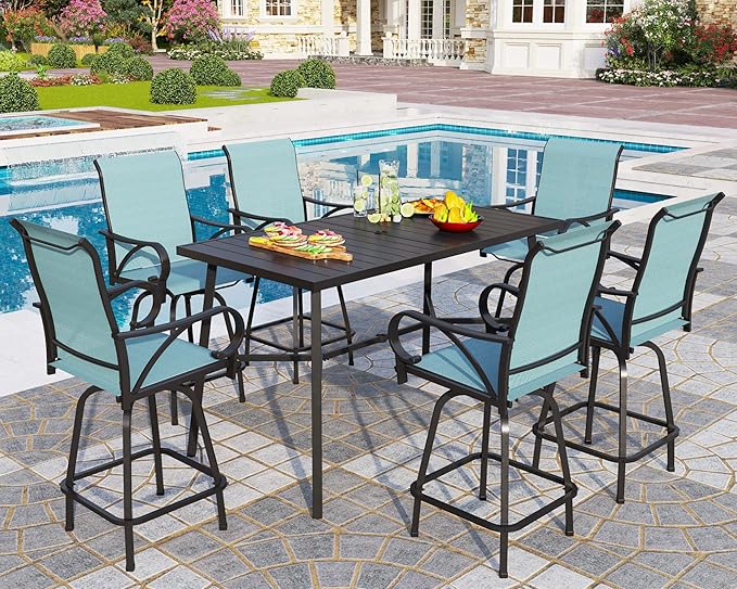 PHI VILLA 7 Piece Outdoor Bar Dining Set, High Top Patio Table and Chairs by PHIVILLAThepioneerofcomfortablehouseholdsupplies