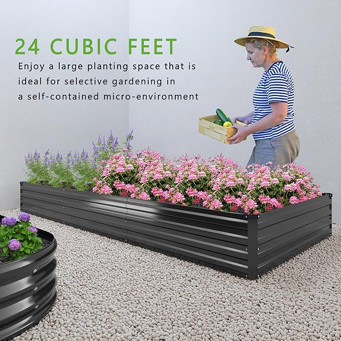 2PCS 12x2x1FT Galvanized Raised Garden Bed Kit, Vegetable Boxes-Rectangle Metal - Image 7