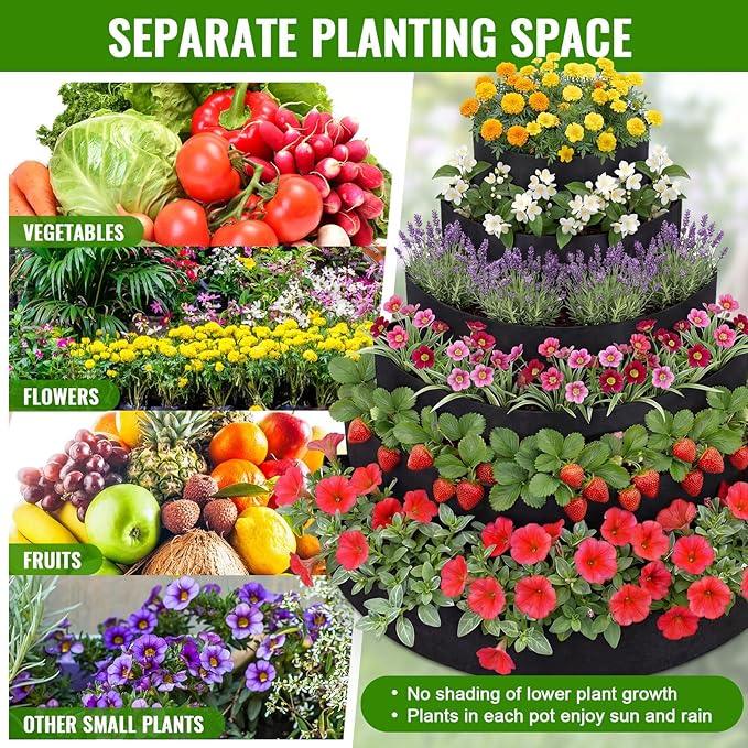 6 Tiered Strawberry Planter for Outdoor Plants, 47 Inch Heavy Duty Strawberry - Image 4