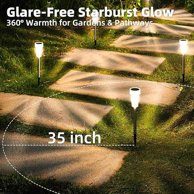 DERAYSION Solar Lights Outdoor, 8 Pack Solar Pathway Lights Waterproof Garden - Image 3