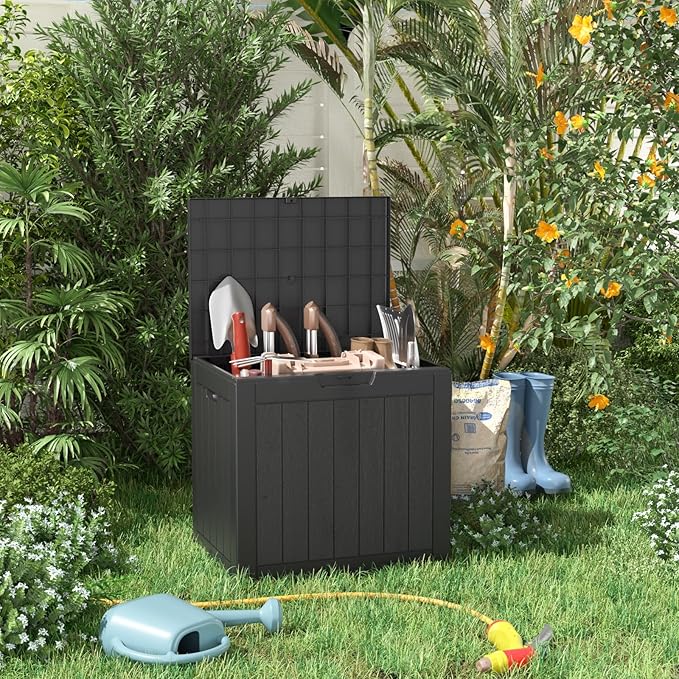 31 Gallon Resin Deck Box, Lockable Patio Outdoor Storage Box - Image 3