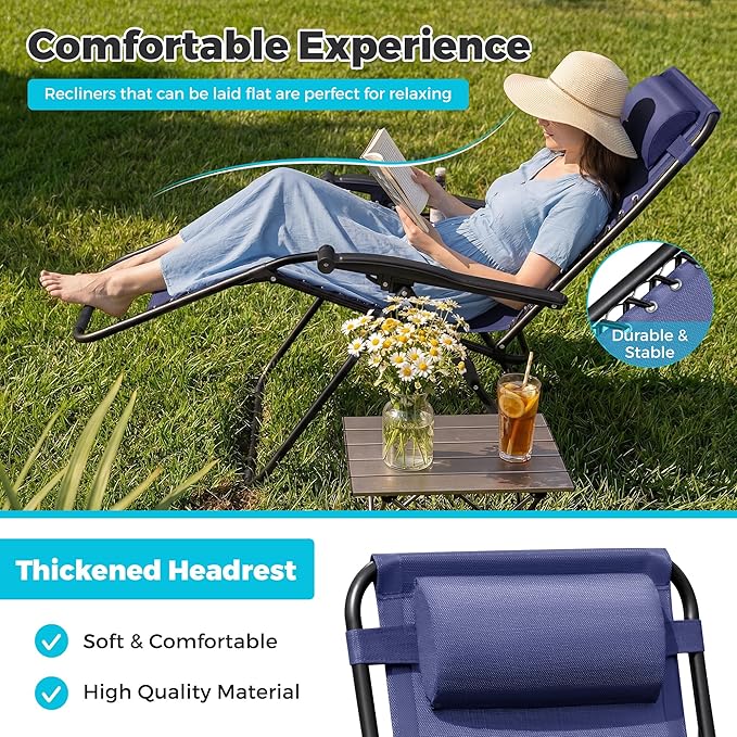 Homall Zero Gravity Chair Patio Folding Lawn Outdoor Lounge Gravity Camp - Image 5