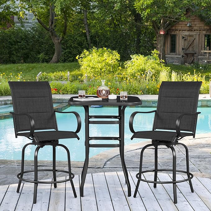 Yaheetech 6 Piece Patio Swivel Bar Stools Texteline Chairs - Image 2