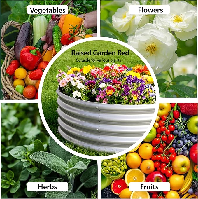 2PCS 8x2x1FT Galvanized Raised Garden Bed Kit, Vegetable Boxes-Oval Metal - Image 4