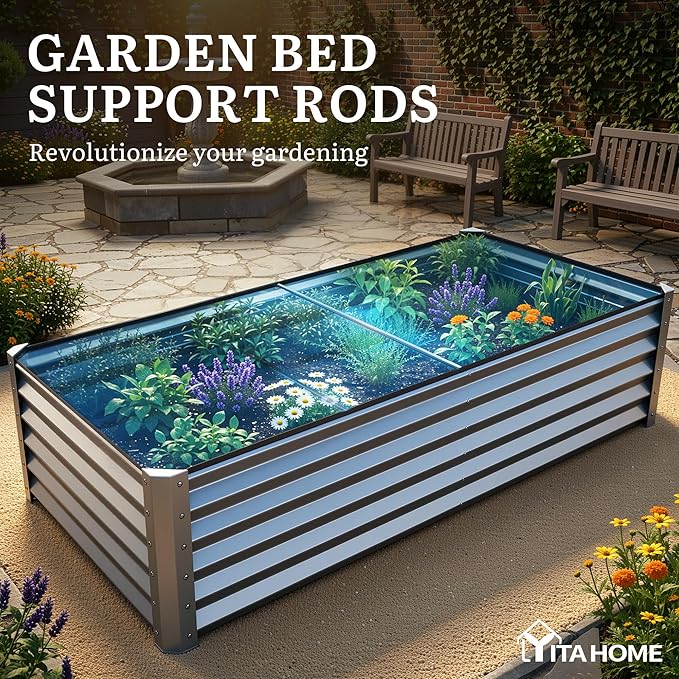 YITAHOME 8x4x1.5ft 2pcs Large Raised Garden Bed Kit, Galvanized Metal Planter - Image 8