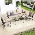 MFSTUDIO 5 Seats Large Metal Patio Conversation Sets, 4 Pieces Outdoor Patio by MFSTUDIO