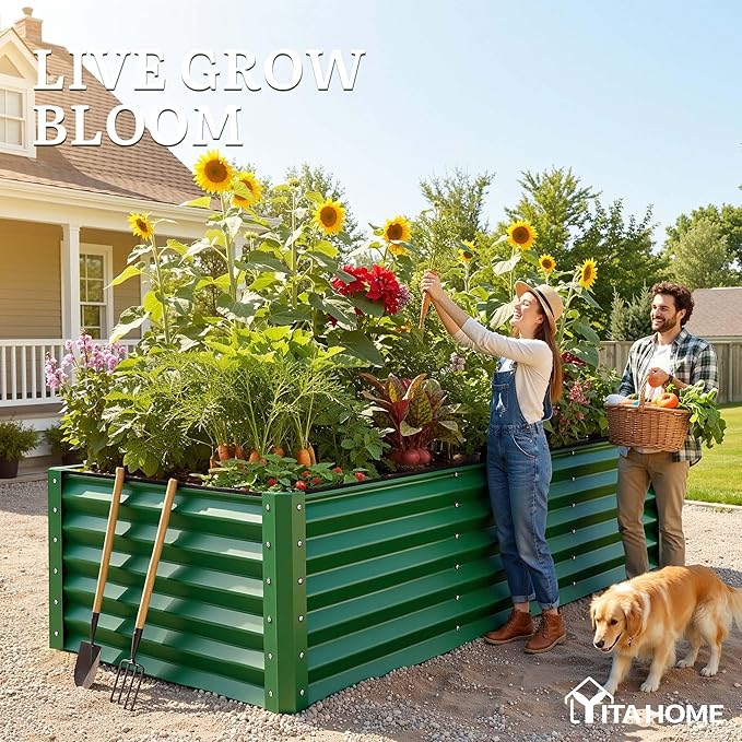 YITAHOME 8x4x3ft Large Raised Garden Bed Kit, Galvanized Metal Planter Box - Image 3