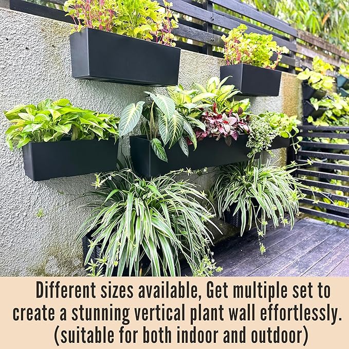 LaLaGreen Wall Planters for Outdoor Black Self Watering System Hanging Plant - Image 5