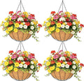 4 Pack 14 Inch Hanging Baskets for Plants Outdoor Metal Hanging Planter Hanging by Qusuxi