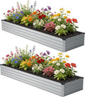 12x2x1 ft Galvanized Raised Garden Bed, Outdoor Planter Box Metal Patio Kit by Zunatu