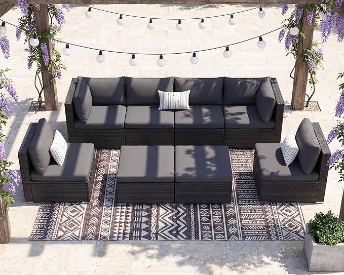 NICESOUL 8 Seater Modern Luxury Outdoor Furniture Set, Extra Large PE Wicker - Image 3