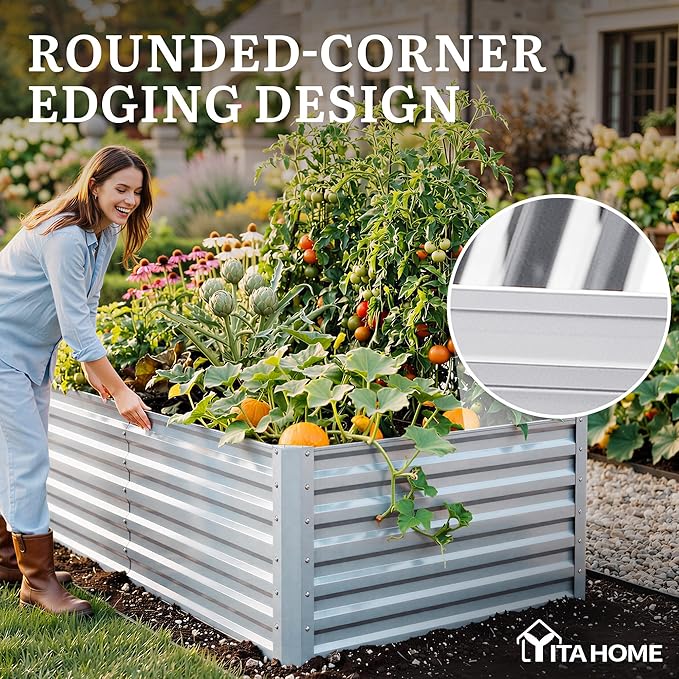 YITAHOME 6x3x2ft 2pcs Large Raised Garden Bed Kit, Galvanized Metal Planter Box - Image 6