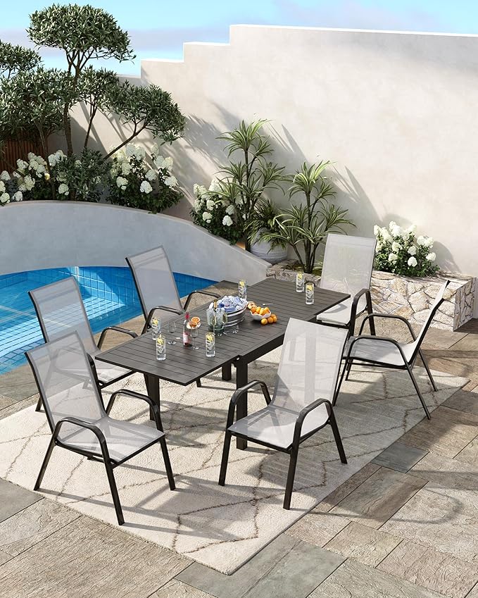 Outdoor Stackable Dining Chairs Set of 4, High-Back Patio Stacking Chairs - Image 2