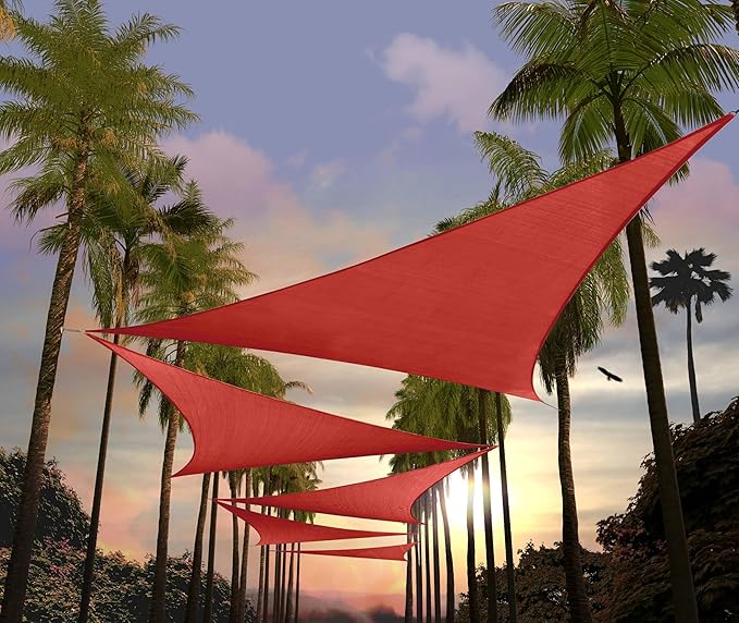 Amgo Custom Size 19' x 19' x 19' Red Triangle Sun Shade Sail Order to Make by Amgo