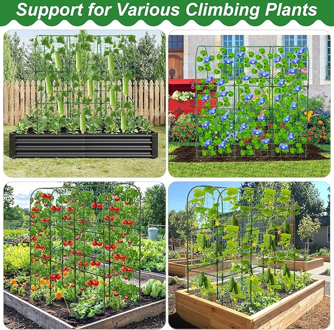Cucumber Trellis for Raised Bed 51 x 50 Inch U-Shape Garden Trellis for - Image 4
