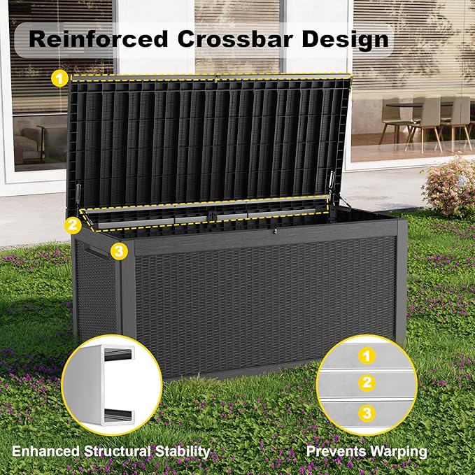 320 Gallon Outdoor Deck Box, Lockable Waterproof Outdoor Storage Boxes - Image 4