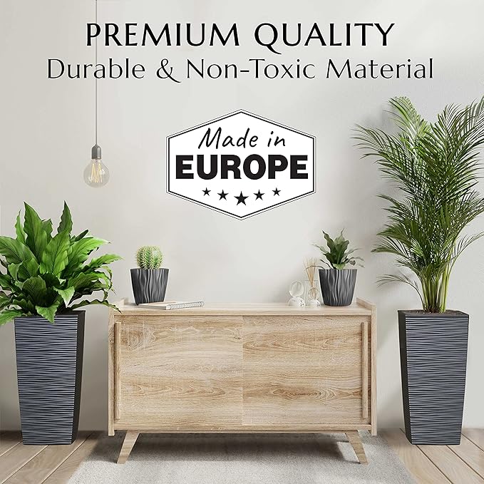 Mueller Janska M-Resin Heavy Duty Tall Planter, Indoor/Outdoor Grande Plant - Image 2