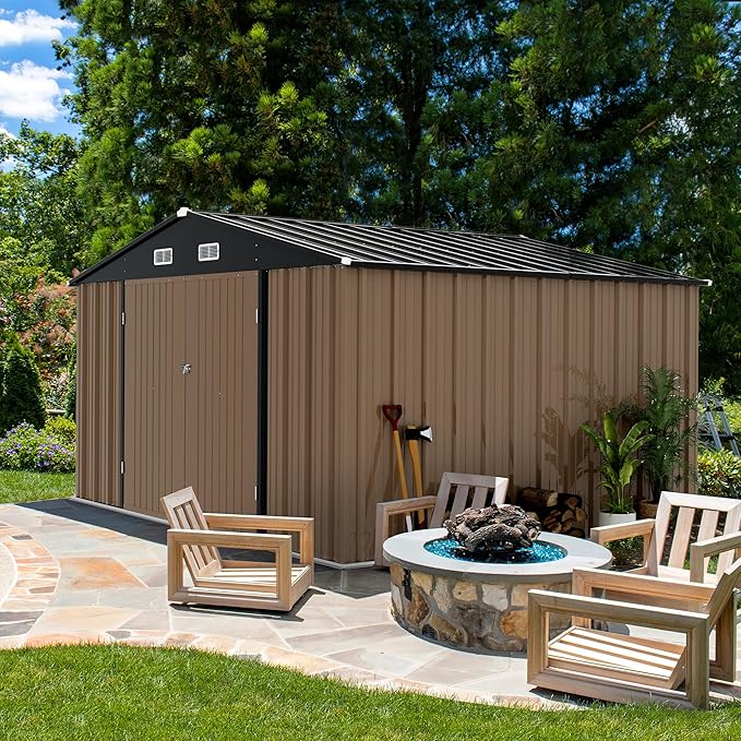 Devoko 10 x 8 FT Outdoor Storage Shed, Metal Garden Sheds & Outdoor Storage - Image 2