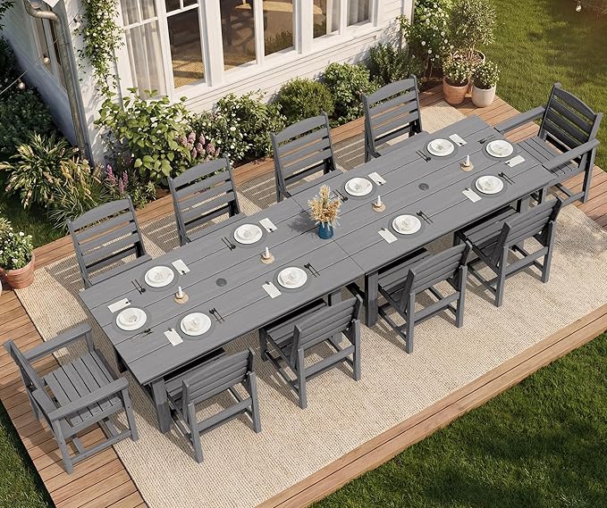 SERWALL Patio Dining Sets for 10 Person, HDPE Dining Set by SERWALL