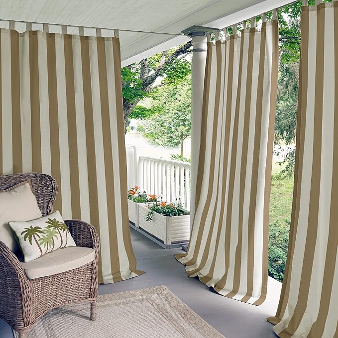 Elrene Home Fashions Highland Stripe Indoor/Outdoor Curtain Panel, 50 inches X by ElreneHomeFashions