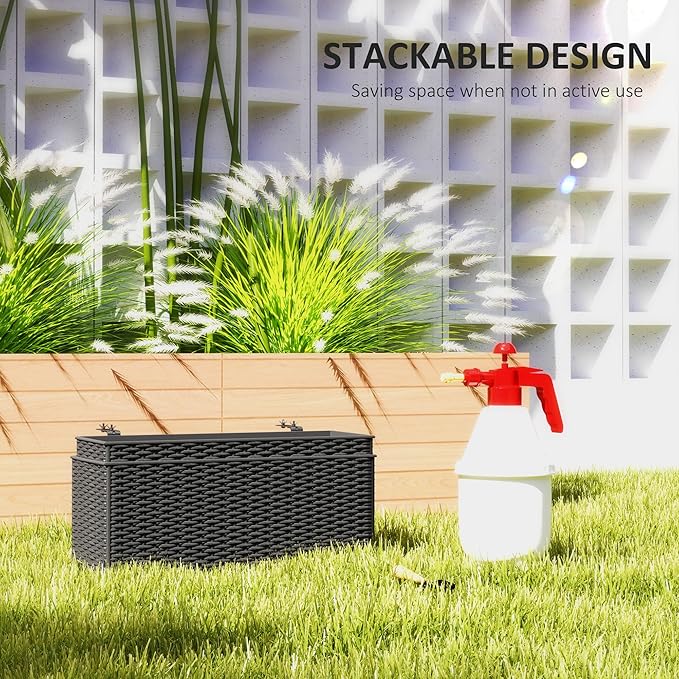 Outsunny Railing Planter Box, Hanging Flower Pots - Image 5