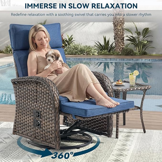 Zero Gravity Patio Swivel Rocking Recliner Chair - Image 3