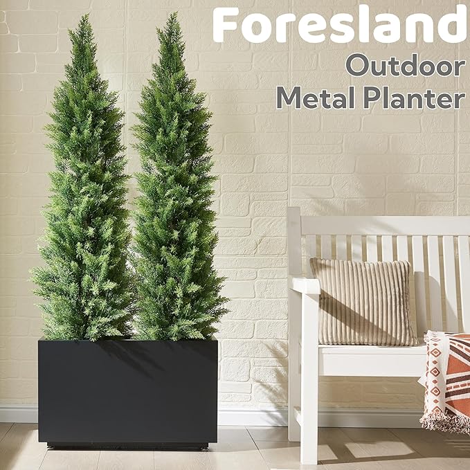 Outdoor Metal Planter Box 26Wx10Dx16H, Large Rectangular Trough Planters - Image 2
