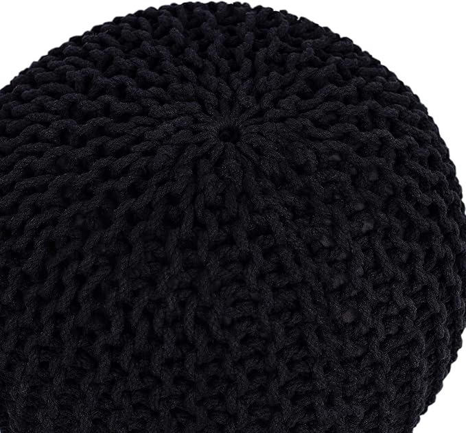 BIRDROCK HOME Round Pouf Ottoman | Cotton Braided Foot Stool - Image 7