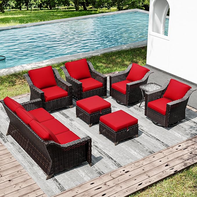Joyside Wicker Patio Furniture Sets, 8 Pieces Upgraded Large Size Outdoor - Image 6
