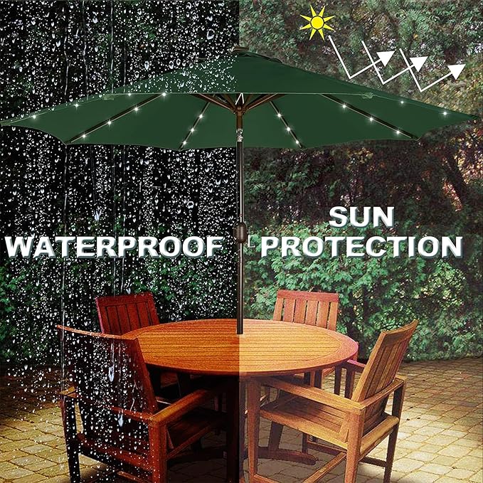 Blissun 9 ft Solar Umbrella, 32 LED Lighted Patio Umbrella, Table Market - Image 5