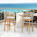 Christopher Knight Home Zax Set of 2 Patio Barstool, Acacia Wood & Rope Outdoor by ChristopherKnightHome