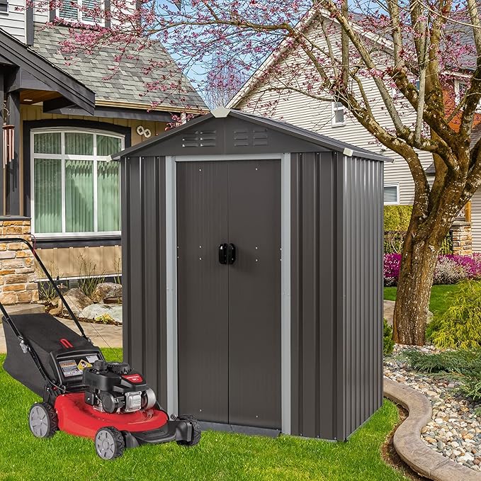 Vongrasig 5 x 3 x 6 FT Outdoor Storage Shed, Metal Tool Shed Clearance Garden - Image 9