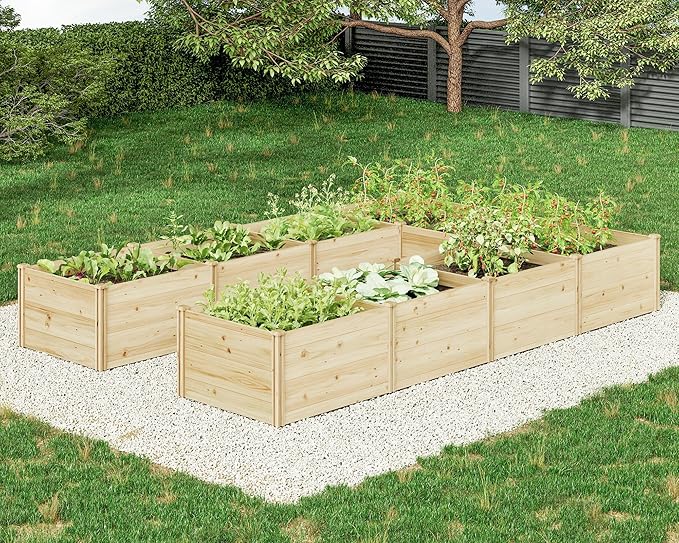 AMERLIFE U-Shaped Raised Garden Bed, 7.5Wx12Dx1.6H Outdoor Wooden Raised Garden by AMERLIFE