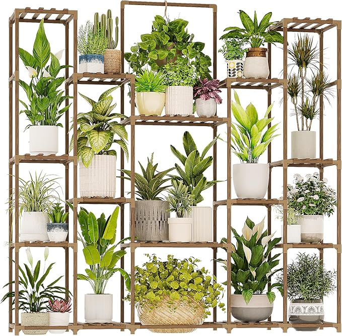 Bamworld Plant Shelf Indoor Hanging Plant Stand Outdoor Large Plant Shelves by Bamworld