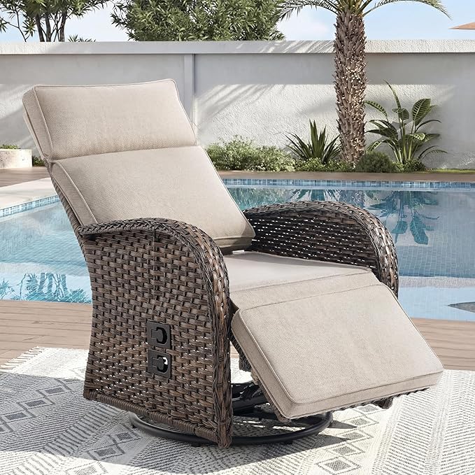 Zero Gravity Patio Swivel Rocking Recliner Chair by JelwalyPatioFurnitureSet