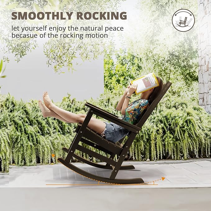 LUE BONA Outdoor Rocking Chairs Set of 2, Weather Resistant HDPS Poly Rocker - Image 9