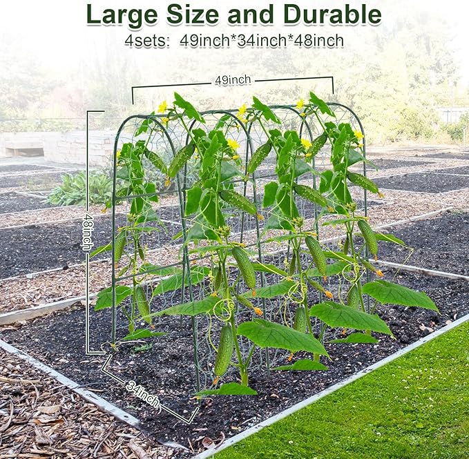 Cucumber Trellis for Raised Bed, U-Shape Garden Trellis for Climbing Plants - Image 2