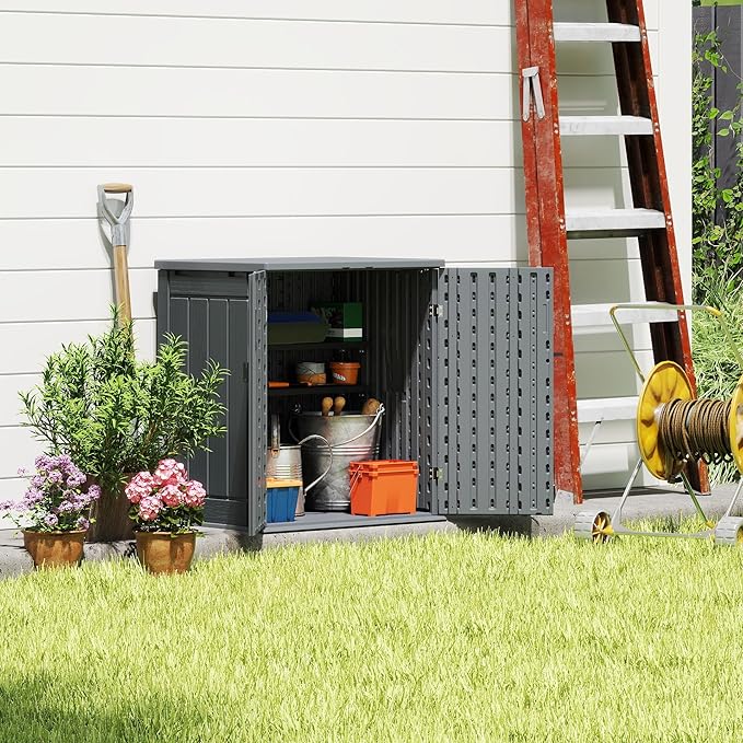 EHHLY Heavy Duty Small Storage Cabinet Outdoor Weatherproof, 14 Cuft Garage - Image 6