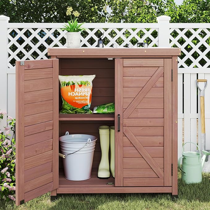 Outdoor Storage Cabinet & Potting Bench Table - Image 2