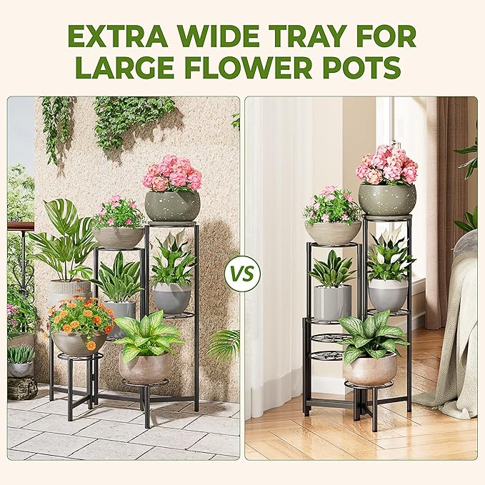 7 Tier Metal Patio Plant Stand Outdoor, Heavy Duty Flower Stands - Image 4