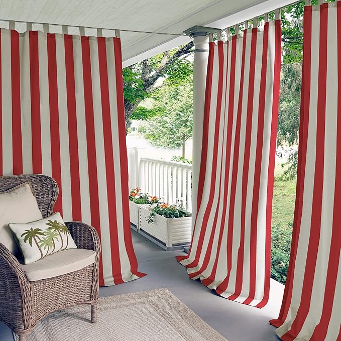 Elrene Home Fashions Highland Stripe Indoor/Outdoor Curtain Panel, 50 inches X by ElreneHomeFashions