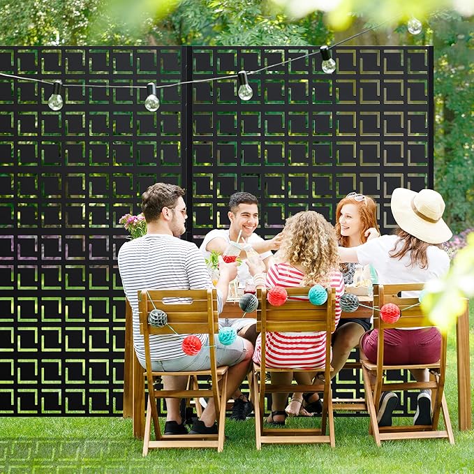 Casaphoria 72" H x 47" W Metal Privacy Screen, Outdoor Freestanding Decorative - Image 8