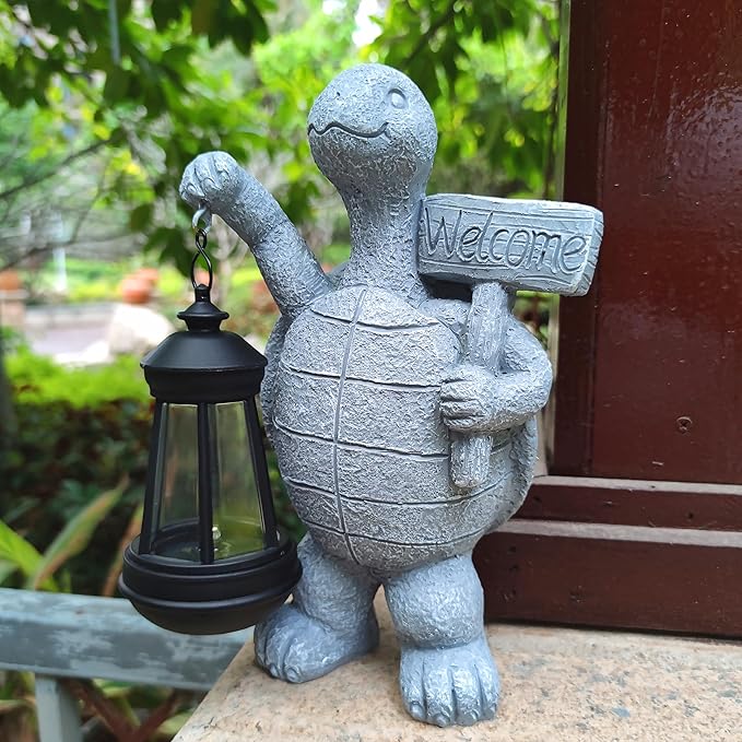 Sea Turtle Solar Garden Statues, Resin Sea Turtle Figurine Decorations - Image 5