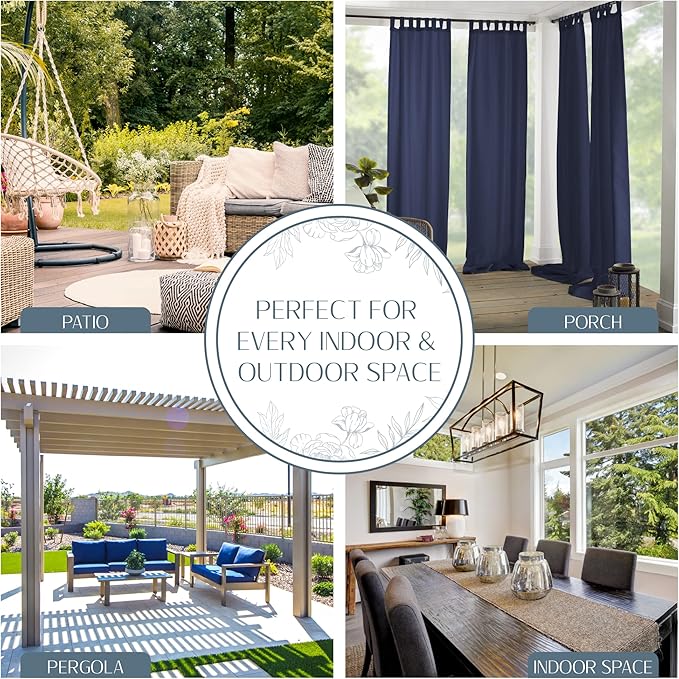Elrene Home Fashions Matine Weatherproof Tab-Top Indoor/Outdoor Solid Color - Image 3